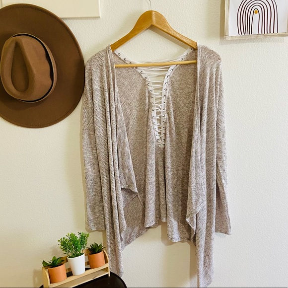 American Eagle Outfitters Sweaters - Oatmeal cardigan with back detail